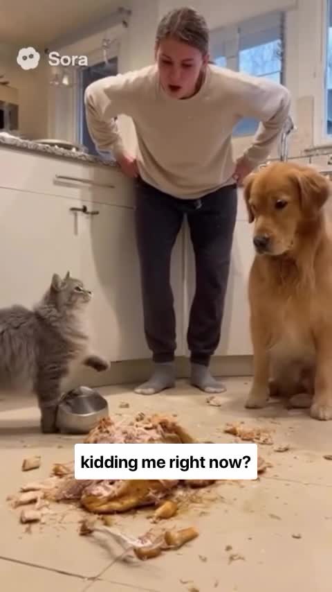 Cat blaming the dog