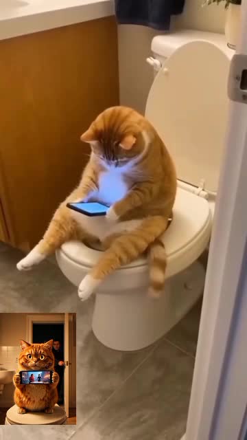 “POV: You interrupt a cat watching a movie in peace 😭📱🐱”