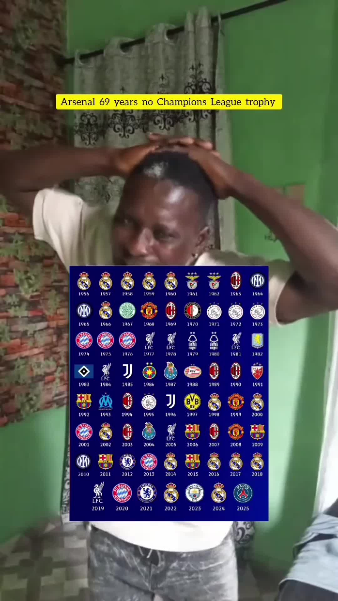 When I remember that Arsenal for 69 years no Champions League trophy