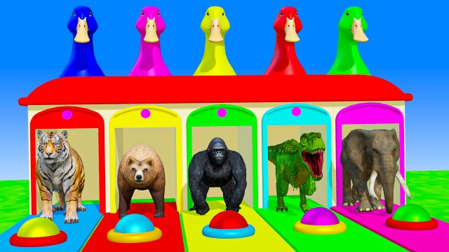 Long Slide Game With Cow Elephant Gorilla Hippopotamus Tiger - 3d Animal Game