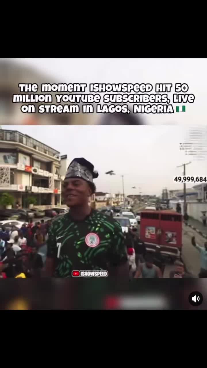 The moment IShowSpeed hit 50 million YouTube subscribers, live on stream in Lagos, Nigeria 🇳🇬