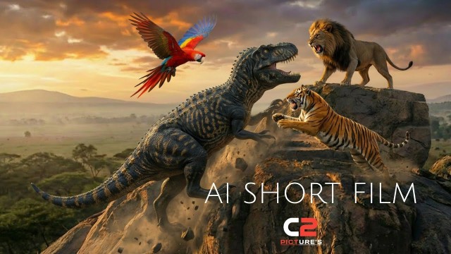 SIMBA & SHERE KHAN: Invasion of the Dinosaur Army (AI Short Film)