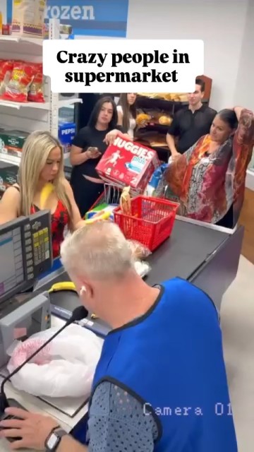 Crazy people in supermarket