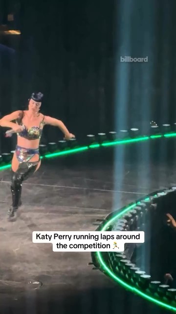 Run Katy, run! Katy Perry does laps around the stage during an interlude on the Lifetimes Tour in LA